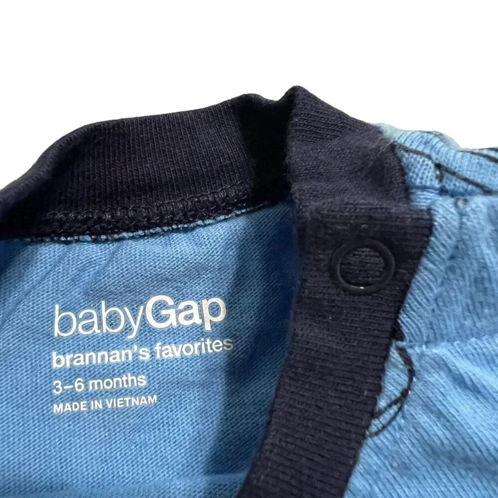 Baby Gap 3-6m Blue & Navy Sneaker Print Shirt